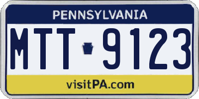PA license plate MTT9123