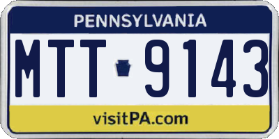 PA license plate MTT9143