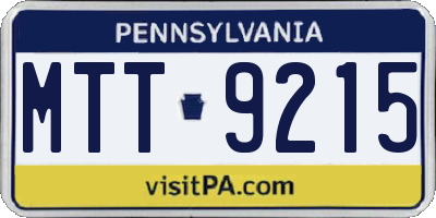 PA license plate MTT9215