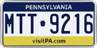 PA license plate MTT9216