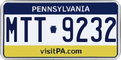 PA license plate MTT9232