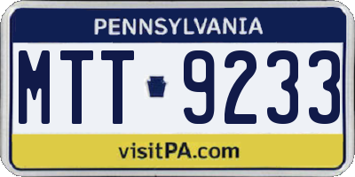 PA license plate MTT9233