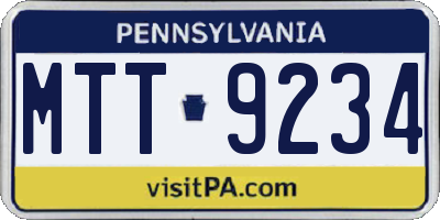 PA license plate MTT9234