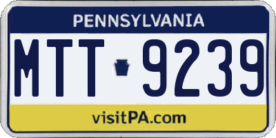 PA license plate MTT9239