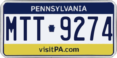 PA license plate MTT9274