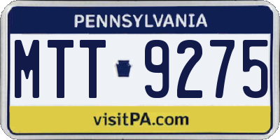 PA license plate MTT9275