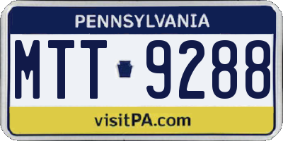 PA license plate MTT9288