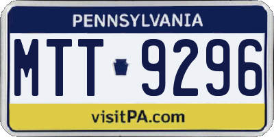 PA license plate MTT9296