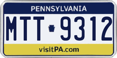PA license plate MTT9312