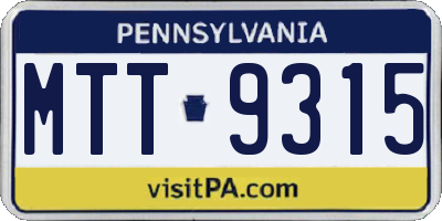 PA license plate MTT9315