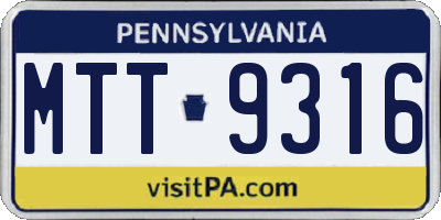 PA license plate MTT9316