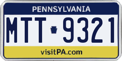 PA license plate MTT9321