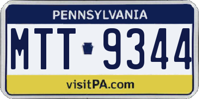PA license plate MTT9344