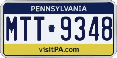 PA license plate MTT9348