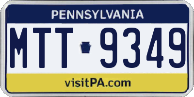 PA license plate MTT9349