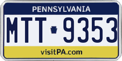 PA license plate MTT9353