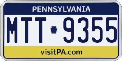 PA license plate MTT9355