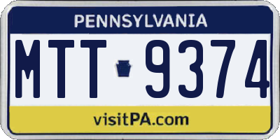 PA license plate MTT9374