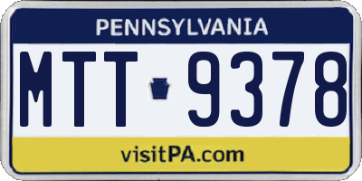 PA license plate MTT9378