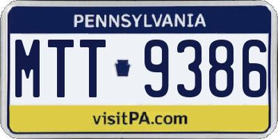PA license plate MTT9386