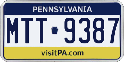 PA license plate MTT9387