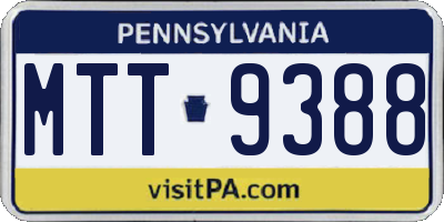 PA license plate MTT9388