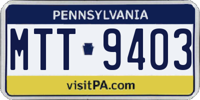 PA license plate MTT9403
