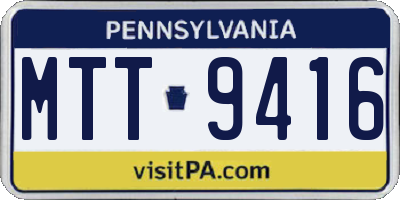 PA license plate MTT9416