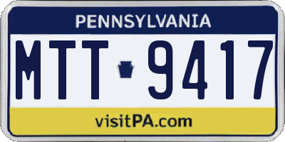 PA license plate MTT9417