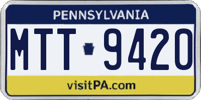 PA license plate MTT9420