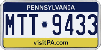 PA license plate MTT9433