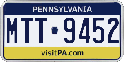 PA license plate MTT9452