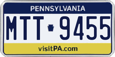 PA license plate MTT9455