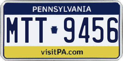 PA license plate MTT9456