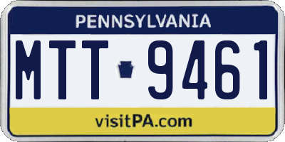 PA license plate MTT9461