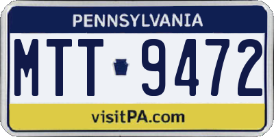 PA license plate MTT9472