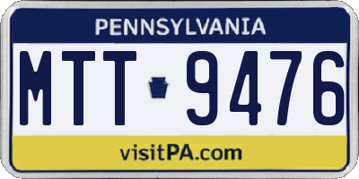 PA license plate MTT9476