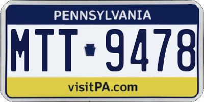 PA license plate MTT9478