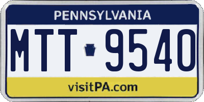 PA license plate MTT9540