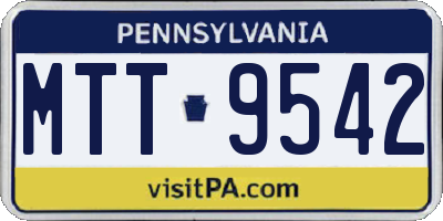 PA license plate MTT9542