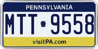 PA license plate MTT9558