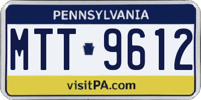 PA license plate MTT9612