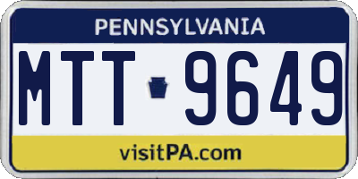 PA license plate MTT9649