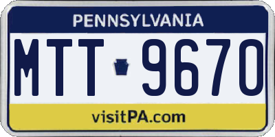 PA license plate MTT9670