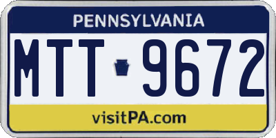 PA license plate MTT9672