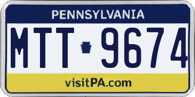PA license plate MTT9674
