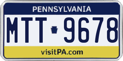 PA license plate MTT9678