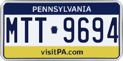 PA license plate MTT9694