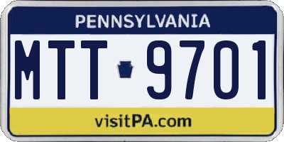 PA license plate MTT9701