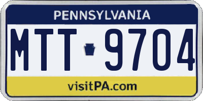 PA license plate MTT9704